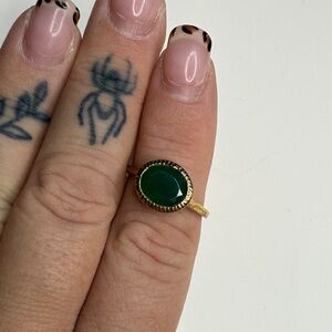 Made in India green onyx  Green Stone Gold Ring